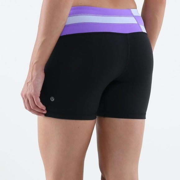 Lululemon Purple and Black Groove Shorts - Picture 3 of 5